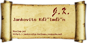 Jankovits Kálmán névjegykártya